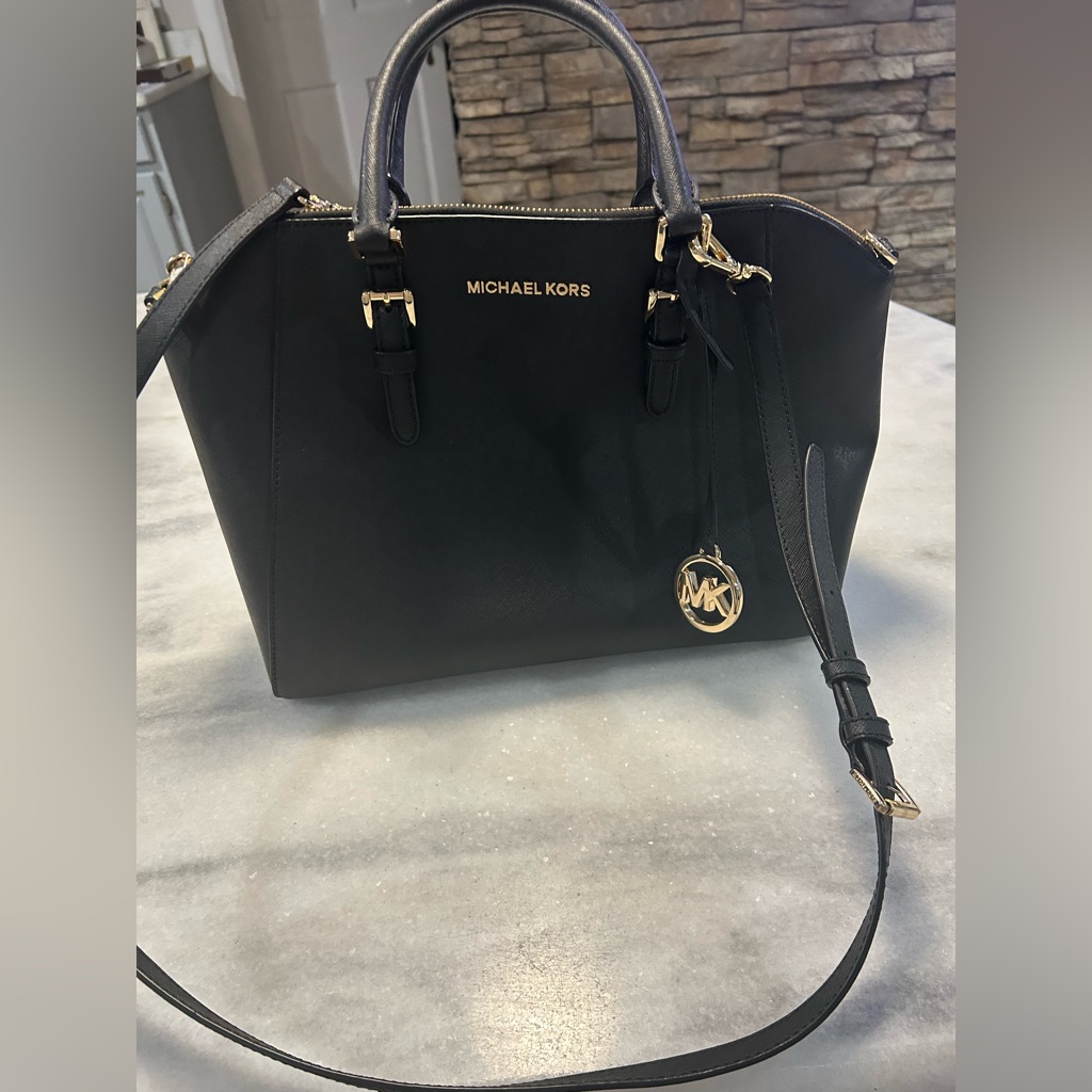 Michael Kors Ciara Black Saffiano Leather Satchel
